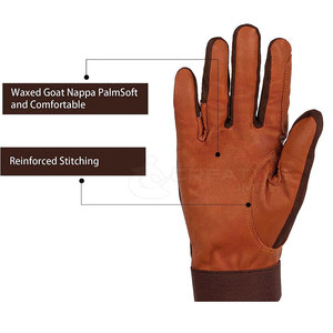 Adjustable <b>Strap</b> Full <b>Finger</b> Horse Riding Gloves Breathable Durable Leather Windproof Waterproof Hook Loop Closure Anti-Slip - Product Image 2