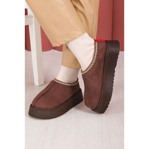 Botas Mini Marrones de Media Pantorrilla con Forro de Piel Genuina, Suela Gruesa, Altura al Tobillo, Térmicas, Impermeables, Cálidas, con Caña de Cuero y Piel de Oveja - Product Image 1
