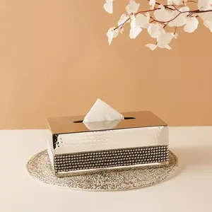 Vente en gros d'organisateur de mouchoirs de table pour hôtel porte-serviettes fantastique boîte à mouchoirs carrée en or de créateur accessoires de serviettes - Product Image 3