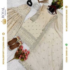 นำเสนอคอลเลคชั่นใหม่สำหรับวันอีด ชุดท็อป-กางเกง-ผ้าคลุมไหล่ ผ้าชินนอนเนื้อหนา ปักลายด้วยเลื่อมอย่างประณีต - Product Image 4