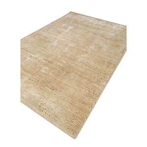 Tapis en laine et soie afghane noué à la main Entropy Gold, couleur unie, 9x12 rectangulaire, pour salon ou couloir - Esh-316 - Product Image 2