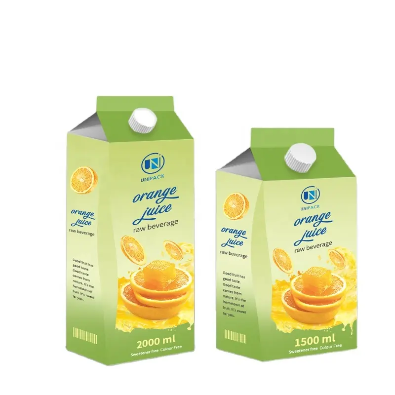 Unipack Aseptic filling paper packing for pure milk Juice Boxes gable top Carton