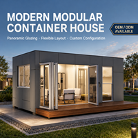 Maison Modulaire Contemporaine en Conteneur Préfabriqué, Bâtiment Portable avec Porte Pliante en Verre Panoramique pour Hôtel, Bureau ou Hébergement