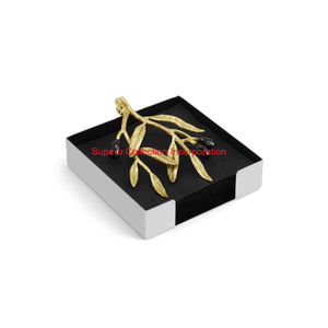 Boîte à mouchoirs de table décorative moderne en acier inoxydable pour la maison et l'hôtel Sculpture de feuille de vigne en laiton de luxe faite à la main - Product Image 6