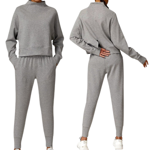 Conjunto Deportivo de Invierno para Mujer, 2 Piezas, Sudadera con Capucha de Manga Larga y Pantalones Jogger, Tejido Grueso, Secado Rápido y Transpirable - Product Image 6