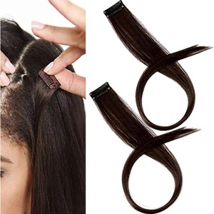 Cabello humano real Color marrón Parche lateral de un solo clip Extensión de cabello Recto Indio Natural Parche lateral Paquete Extensión de cabello - Product Image 2