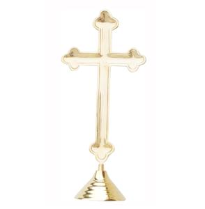 Croix de figurine crucifix debout avec idole en laiton de Jésus-Christ pour les cadeaux et la décoration finition dorée - Product Image 6