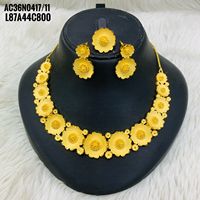 Kalung Berlapis Emas Satu Gram Desain Bunga untuk Pesta Pernikahan & Hadiah - Kalung Liontin Kuningan