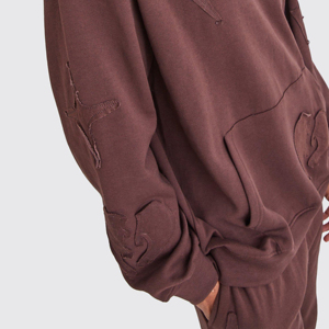 Pantalones de chándal de felpa francesa de alta calidad con logotipo personalizado y Sudadera con capucha, conjunto de chándal con cremallera lavado con ácido y sol desteñido para hombres - Product Image 5