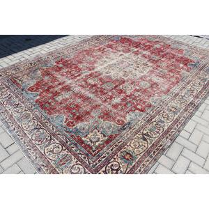 Alfombra de 8.6x12 pies, Alfombra Turca Vintage, Alfombra con Rayas Rojas - Product Image 2