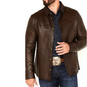 Chaqueta de moda de cuero de Color marrón para hombre, nueva chaqueta de cuero genuino para hombre de otoño, chaqueta de moda de Cuero 100% de la mejor calidad - Product Image 4