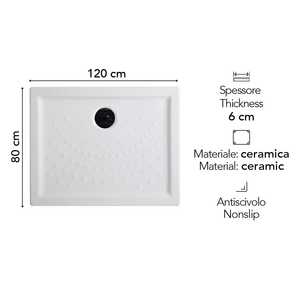 Plato de Ducha Esquinero de Cerámica Antideslizante Matera 80x120 H6 - Product Image 2