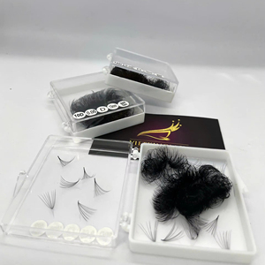 Fournitures de salon de beauté, extensions de cils pré-faites 10D, tige courte, noir mat, PBT doux, cils volumineux, créez votre propre logo - Product Image 1
