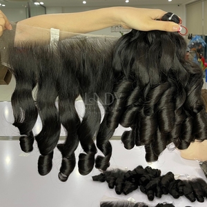 High Quality Raw Hair Black Bouncy Color Bundles With Frontal and Bundles to Make <b>Wigs</b> - Product Image 4
