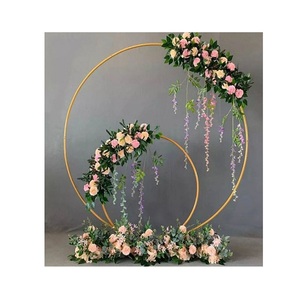 Fondo decorativo de diseño moderno en color hierro dorado fondo de doble círculo para fiesta de compromiso y uso de eventos - Product Image 5