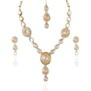 Conjunto de collar Vivant Austrian Stone Kundan con Maang Tikka 1100708 joyería fina exquisita para mujer - Product Image 1