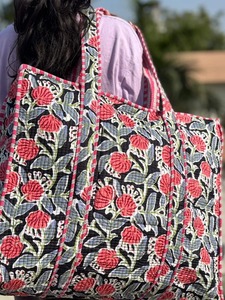 Sac fourre-tout vintage pour femme, imprimé à la main, multi-quilté, style bohème, léger, fermeture éclair, poches intérieures - Product Image 4