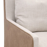 Fauteuil pivotant rembourré en lin, fauteuil d'appoint, siège de salon recouvert de tissu pour salon, chambre à coucher, hôtel