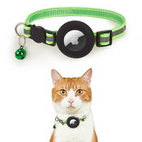 Collier réfléchissant réglable pour animaux de compagnie AirTag Holder GPS Tracker Cat Dog Breakaway Safety Bell Waterproof Nylon Small Dogs Cats