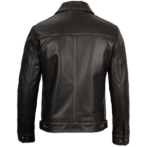Most Popular Top Quality Custom Men's Leather Jackets Hot Selling Leather Jacket Custom Logo Leather Winter Jacket - Product Image 3