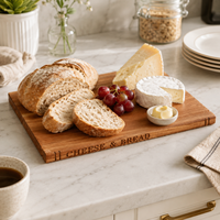 Planche à découper en bois d'acacia naturel, épaisseur 1,8 cm, rectangulaire, avec rainure pour les jus, pour la préparation du pain et du fromage en cuisine