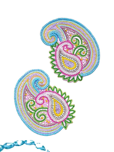 Pendientes de Aro con Cuentas, Hechos a Mano con Cuentas de Semilla, Bordados a Mano, Precio Bajo - Product Image 2