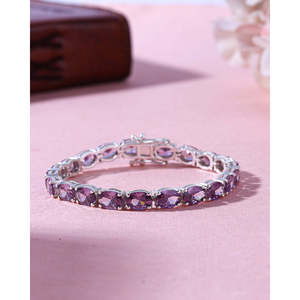 <b>Amethyst</b> Oval Zirconia Tennis <b>Bracelet</b> - Product Image 3