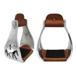 Estribos de Aluminio Plateados Estilo Vaquero, Multifuncionales, para Equitación Occidental, Accesorios para Caballos, Diseño Personalizado - Product Image 1