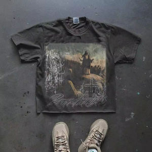 Camiseta de Batik lavada con ácido de gran tamaño de alta calidad para hombres, peso pesado serigrafiado con hombros caídos de talla grande, venta al por mayor - Product Image 6