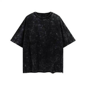 T-shirt en molleton 100 % coton de haute qualité pour homme, col en V, manches longues, effet délavé, anti-rétrécissement et anti-plis - Product Image 1