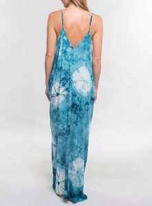 Femmes grande taille Boho dos nu Maxi robe col en v sans manches cravate teinture rayé parole longueur décontracté plage Style prix de gros - Product Image 4