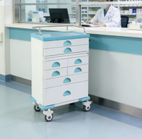 Chariot d'urgence médicale pour hôpital, chariot de distribution de médicaments haute capacité avec 6 tiroirs