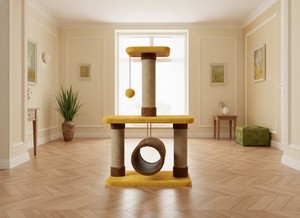 Amistar 'Chocolate Dessert' Premium High Quality 3-<b>Level</b> Eco-Friendly Cat Tree with 95cm Height for Cats Kittens All Breeds Ages - Product Image 6