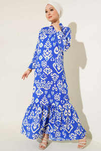 New Season Satin <b>Women's</b> Summer Modest Ethnic Islamic <b>Dress</b> Dubai Muslim Kaftan <b>Tunic</b> with Abaya Style Made in Turkey - Product Image 3