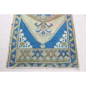 Alfombra Turca Vintage, Alfombra Pequeña de 1.9x3.6 pies, Alfombra Persa Azul - Product Image 5