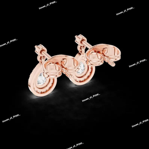 Boucles d'oreilles pendantes en forme de larme en argent avec diamant moissanite serti halo élégant et luxueux, design scintillant pour les soirées - Product Image 3