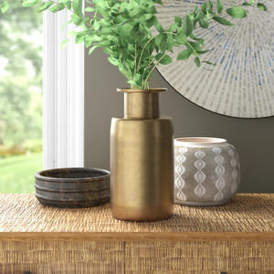 Florero de Metal dorado antiguo, jarrón de latón de Mesa para el hogar, sala de estar y decoración de balcón, jarrones de flores artificiales de hierro para boda - Product Image 1