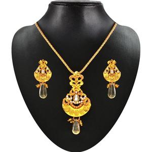 Kriaa <b>Fine</b> <b>Jewelry</b> <b>Set</b> Yellow Stone Gold Plated Pendant 2201905 - Product Image 1