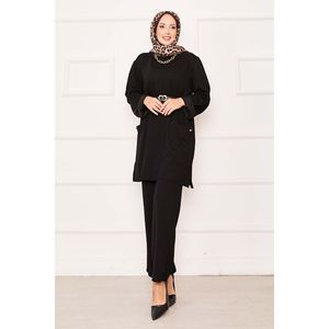 Conjunto de Dos Piezas Negro con Pantalones Cortos y Bolsillos Dobles, Tallas XS-3XL, Top con Capucha y Pantalones Cortos para Uso Diario en Verano - Product Image 3