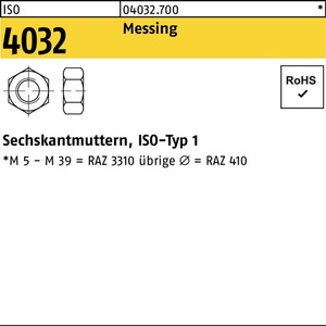 น็อตหกเหลี่ยมทองเหลือง ISO 4032 M16 แพ็ค 100 ชิ้น - Product Image 1