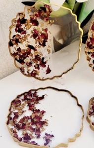 Sous-verre en bois de manguier en résine époxy de haute qualité au design unique, sous-verre à thé en bois fait à la main en provenance d'Inde - Product Image 5