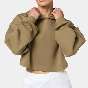Clothing Manufacturers Custom Oversized Drop Shoulder Hoodies <b>Women</b> High Quality Fleece Cotton Crop <b>Top</b> Hoodie <b>Women</b> Streetwear - Product Image 1