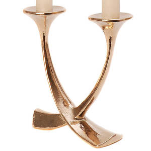 Metal Candle Holder Twin Arms Rose <b>Gold</b> Finishing Handmade Decorative Multipurpose Home Decoration Lighting Accessories - Product Image 2