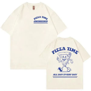 <b>Funny</b> Pizza Time All Day Every Day Cartoon Retro <b>T</b> <b>Shirt</b> Men's <b>Women</b> Cute Aesthetic Fashion <b>T</b>-<b>shirt</b> Casual Oversized Cotton Tees - Product Image 1