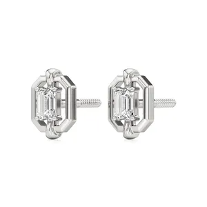 Anting-anting Thalia Solitaire Stud dari Emas 14k dengan Mutiara Turquoise atau Zirkon untuk Pernikahan dan Pertunangan. - Product Image 2