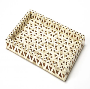 Plateau de service élégant en incrustation d'os fabriqué à la main, plateau de table basse luxueux et élégant pour la décoration de la maison, disponible au prix de gros - Product Image 1
