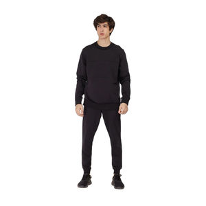 Sweat-shirt à capuche en molleton pour homme en coton 100% décontracté, taille plus, uni, et pantalon de survêtement assorti - Product Image 1