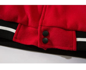 Veste universitaire en laine et cuir pour homme tendance 2025 personnalisée Streetwear à capuche avec patch de broderie 2 poches latérales hiver - Product Image 2