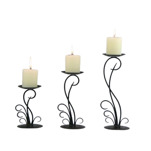 Bougeoir en métal de style nordique avec conception de feuille 3 tailles et poignée noire pour la décoration de la maison de haute qualité à des prix raisonnables - Product Image 2