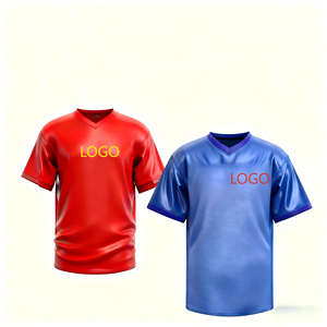 Maillot de football américain personnalisé uniforme de l'équipe rouge bleu respirant séchage rapide manches courtes logo personnalisé vêtements de sport - Product Image 1